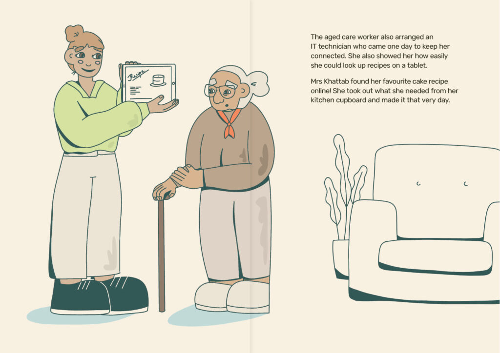 Illustrated spread from eReader picturing an IT professional holding a tablet.