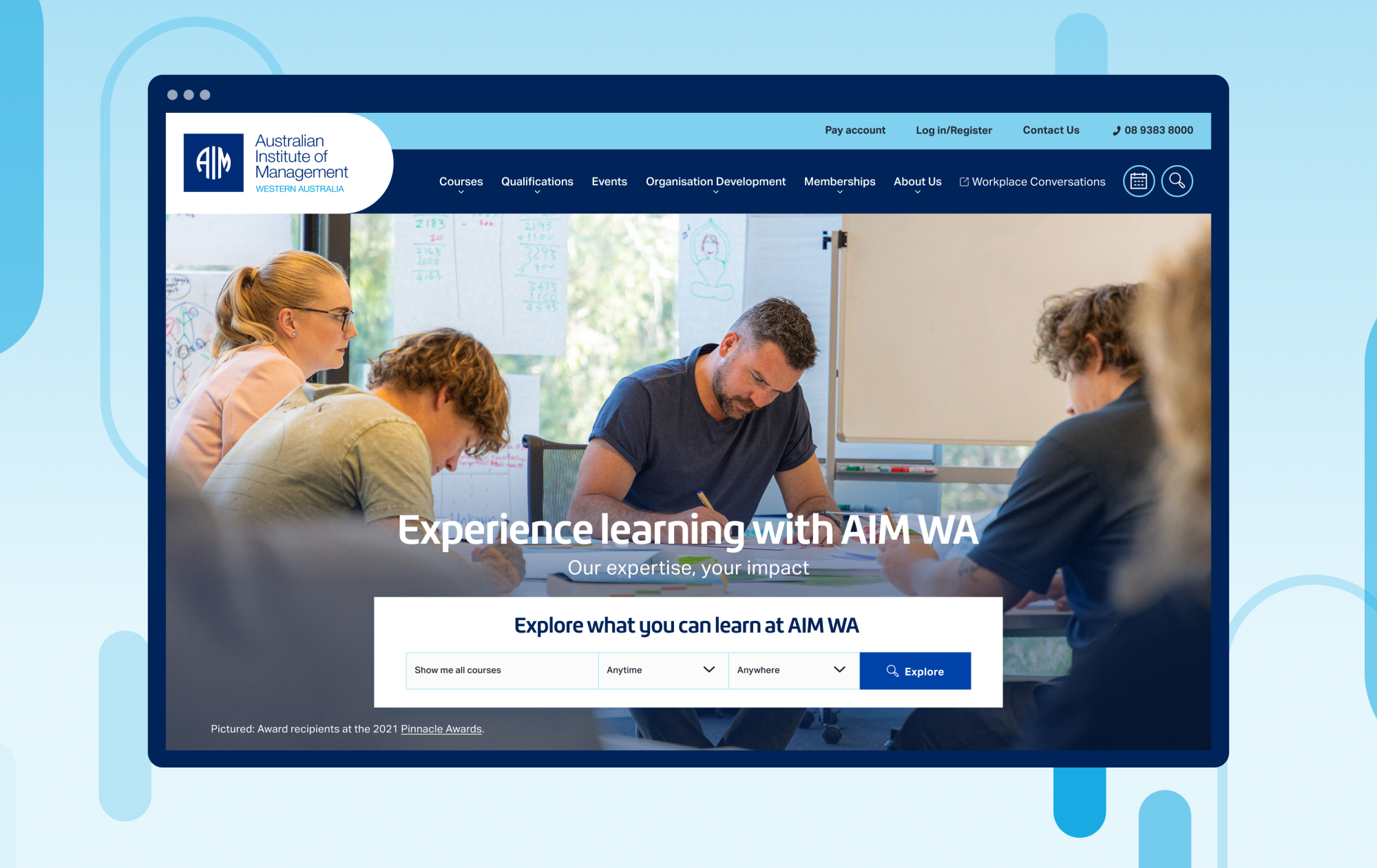 AIM WA homepage image on background
